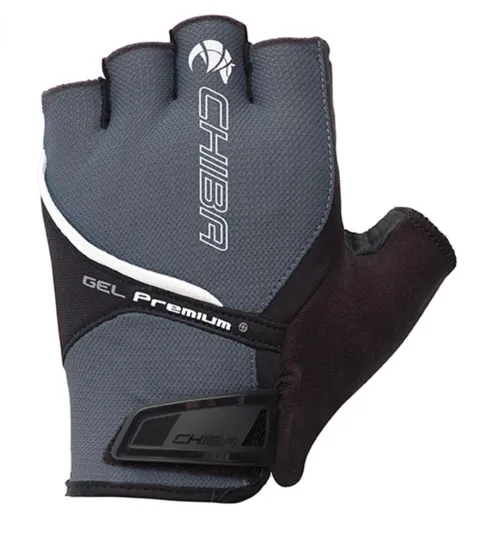 CHIBA Gel Premium - Radhandschuhe dunkelgrau, Größe L, mit Poron-Gelpolsterung
