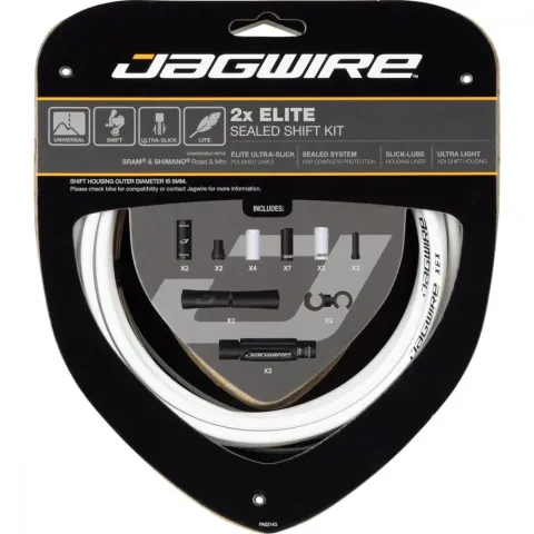 Jagwire Schaltzugset Road & Mountain Elite Sealed 2x Weiß - Durchgängiger Liner, Präzisionsschaltung