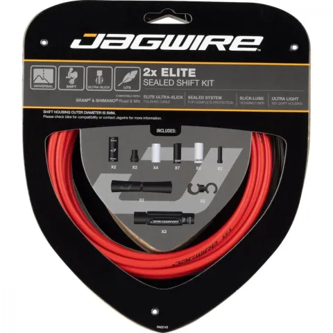 Jagwire Schaltzugset Road & Mountain Elite Sealed 2x - Hochglanz Rot, 190 g