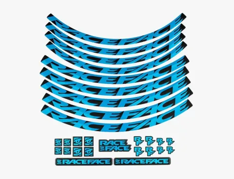 Race Face Laufrad Decal Set, large, neon blau - stylische Felgenaufkleber für dein Bike
