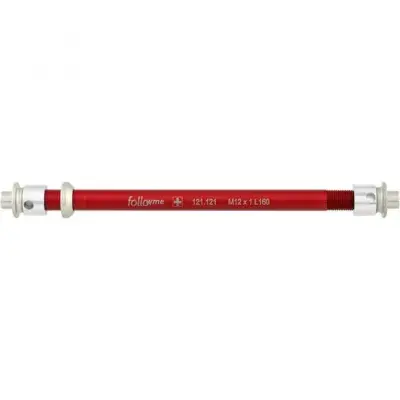 FollowMe Steckachse Zugrad 12 mm Aluminium M12x1,0x160 mm Rot - leichte Steckachse für FollowMe…