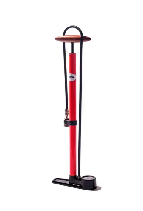 SILCA Pista Standpumpe Rot  Hochdruck-Standpumpe mit Stahlzylinder, Eschenholzgriff,…