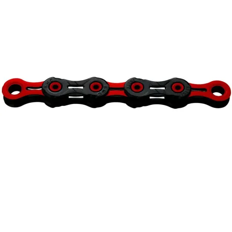 KMC DLC11 GO WAXED Fahrradkette 11-fach 118 Glieder Schwarz-Rot - Langlebig & Wartungsarm